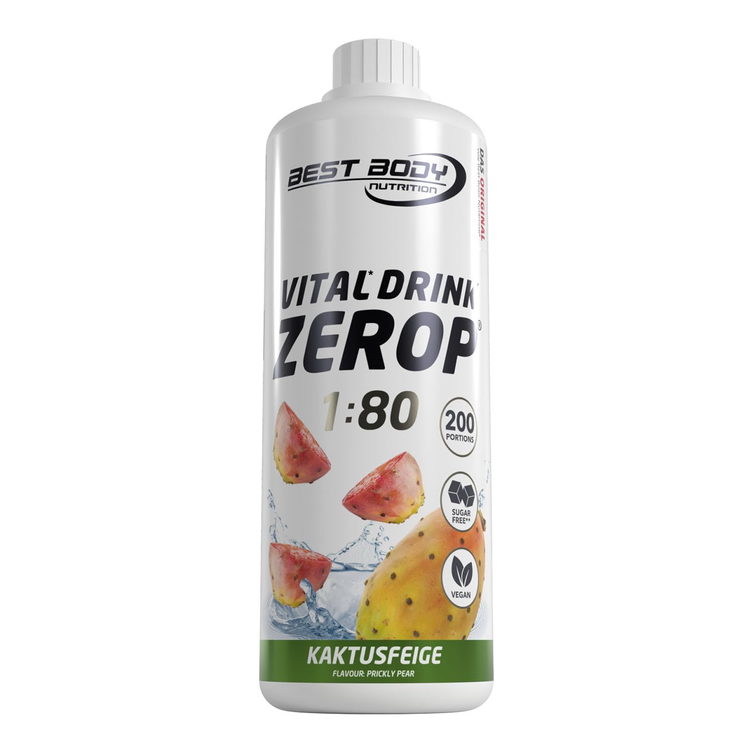 Best Body Nutrition ZEROP Vital Zuckerfreies Getränkekonzentrat Sirup Kirsche Ohne Aspartam 1 L ergibt 80 L Getränk Fitness Drink mit Vitaminen B1 B6 Niacin Kalorienarm Wassersprudler