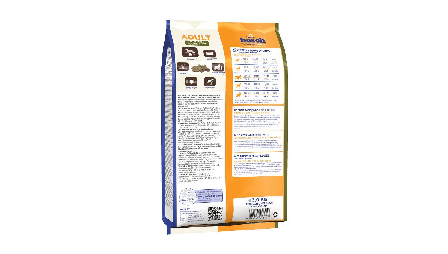 bosch HPC Adult mit frischem Geflügel & Hirse | Hundetrockenfutter für ausgewachsene Hunde aller Rassen | 1 x 15 kg