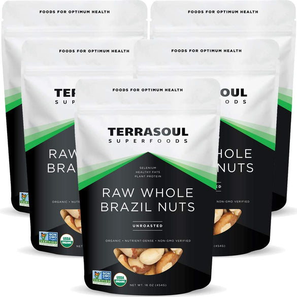 Terrasoul Superfoods Organic Brazil Nuts, 1 Lb - Raw | Unsalted | Rich in Selenium