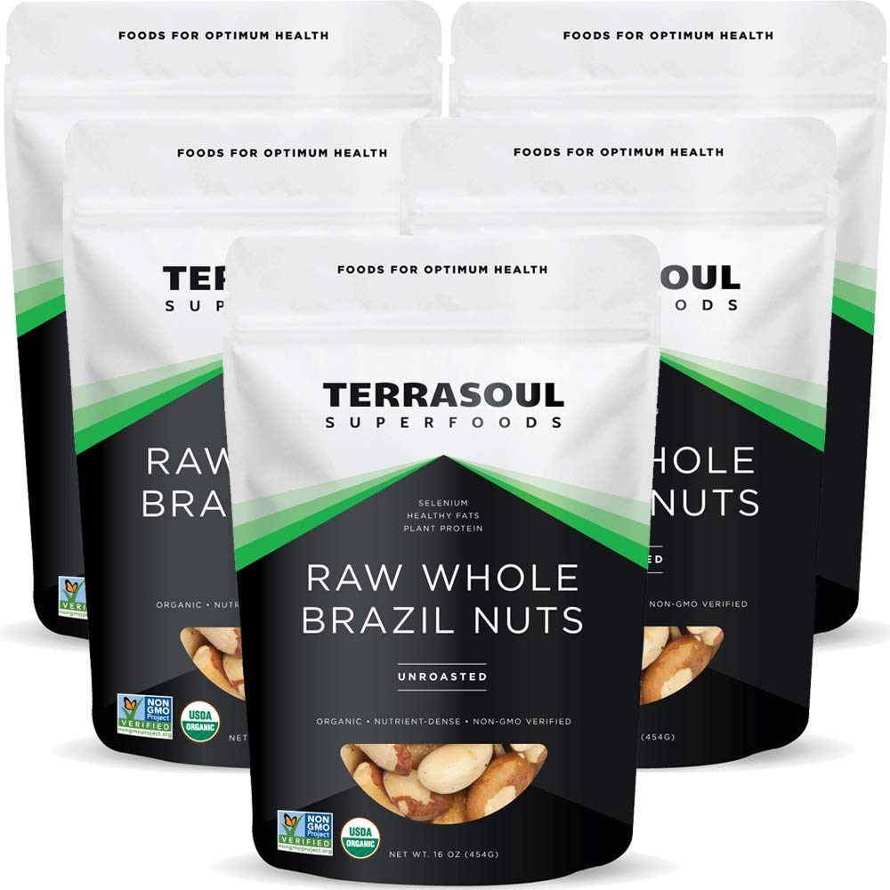 Terrasoul Superfoods Organic Brazil Nuts, 1 Lb - Raw | Unsalted | Rich in Selenium