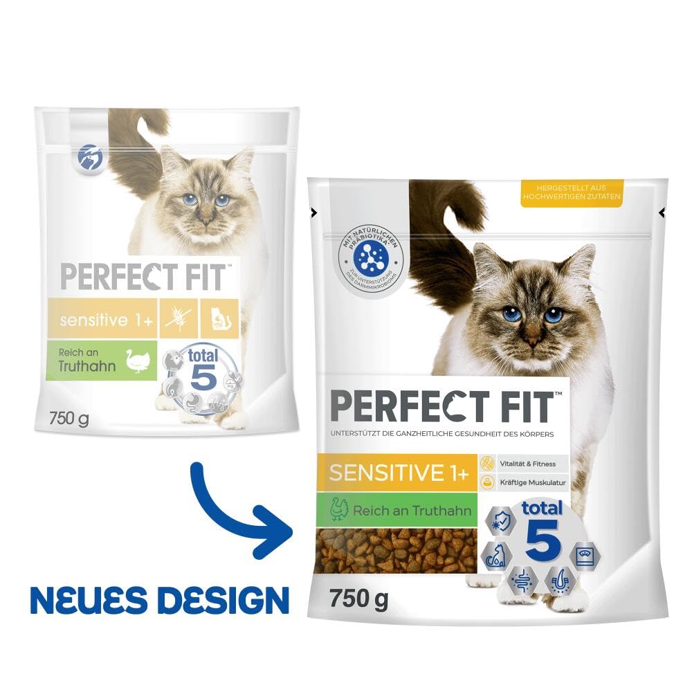 PERFECT FIT Adult Trockenfutter für erwachsene, sensitive Katzen ab 1 Jahr - Truthahn, 7 kg (1 Beutel)