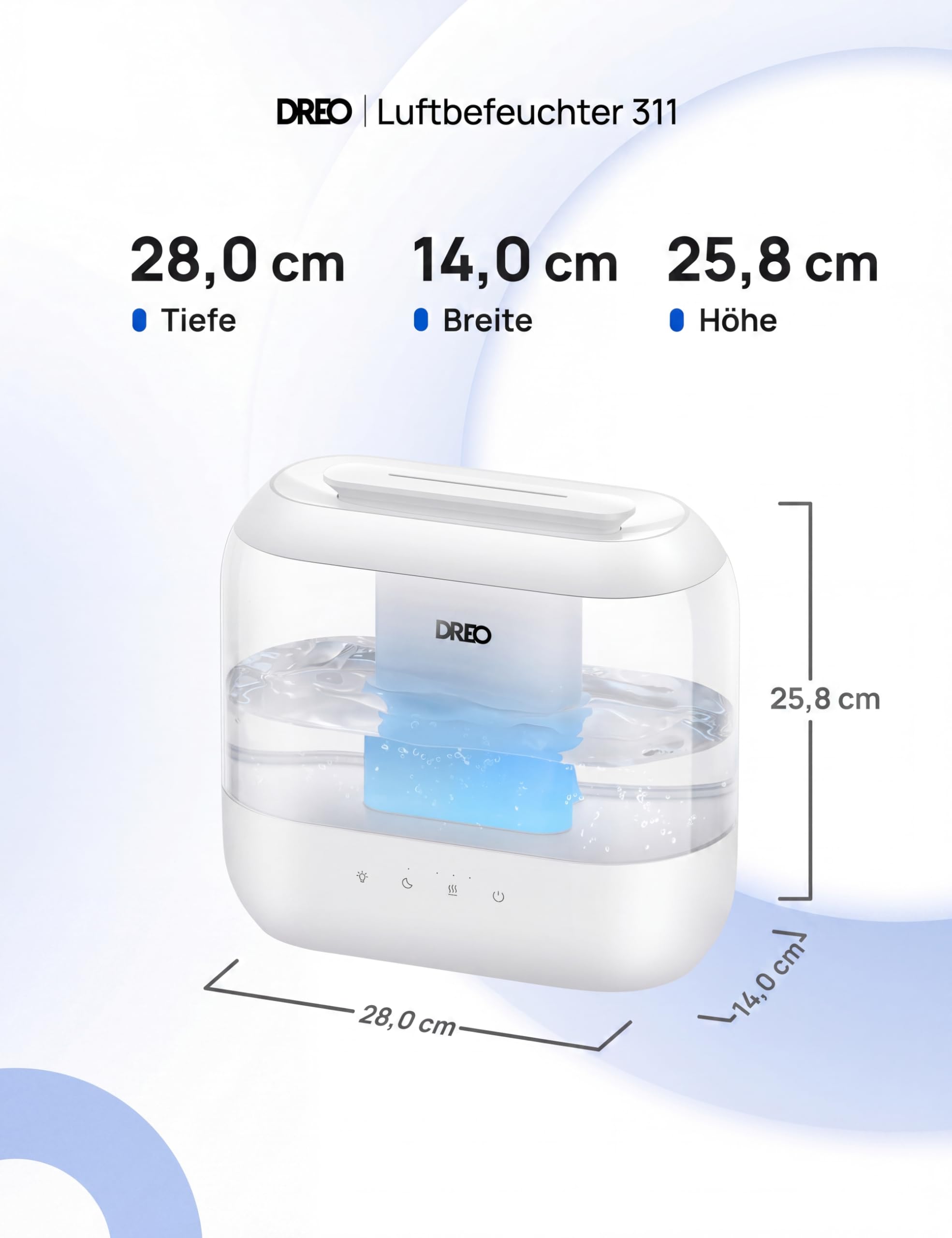 Dreo Smart Luftbefeuchter für Schlafzimmer, oben befüllbarer 4L Supergroßer Kühler Nebel Humidifier mit Öl Diffusor und Nachtlicht, 36 Stunden Laufzeit, leiser Ultraschall Luftbefeuchter Zuhause
