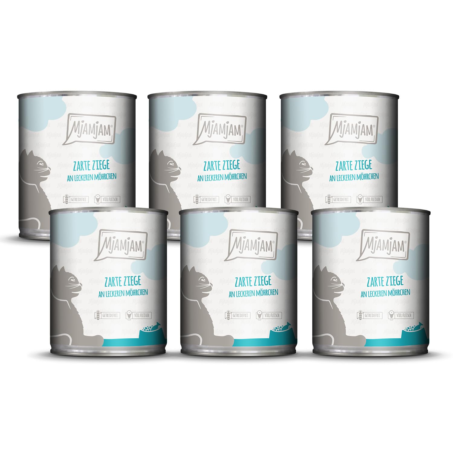 MjAMjAM - Premium Nassfutter für Katzen - saftiges Huhn an leckeren Möhrchen, 6er Pack (6 x 400 g), getreidefrei mit extra viel Fleisch