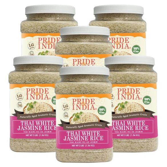 Pride Of India - Extra Long Indian Basmati Rice, Naturally Aged Aromatic Grain, 3 lbs Jar