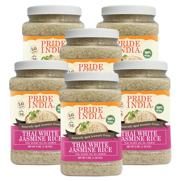 Pride Of India - Extra Long Indian Basmati Rice, Naturally Aged Aromatic Grain, 3 lbs Jar