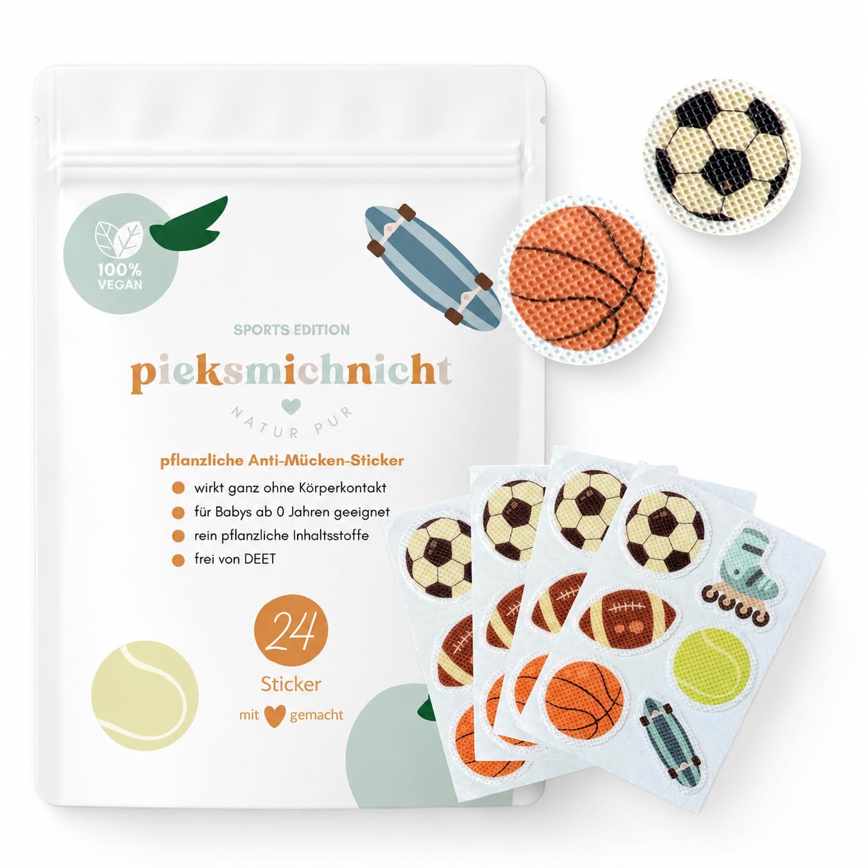 Pflanzliche Anti-Mücken-Aufkleber für Babys und Kinder Mückenschutz Insektenschutz Mückensticker Patches Pflaster DEET frei (Cool Kids Club)