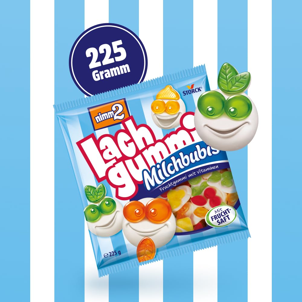 nimm2 Lachgummi Happies – 1 x 325 g – Fruchtgummis mit Fruchtsaft und Vitaminen – Süßigkeit in sechs Geschmacksrichtungen