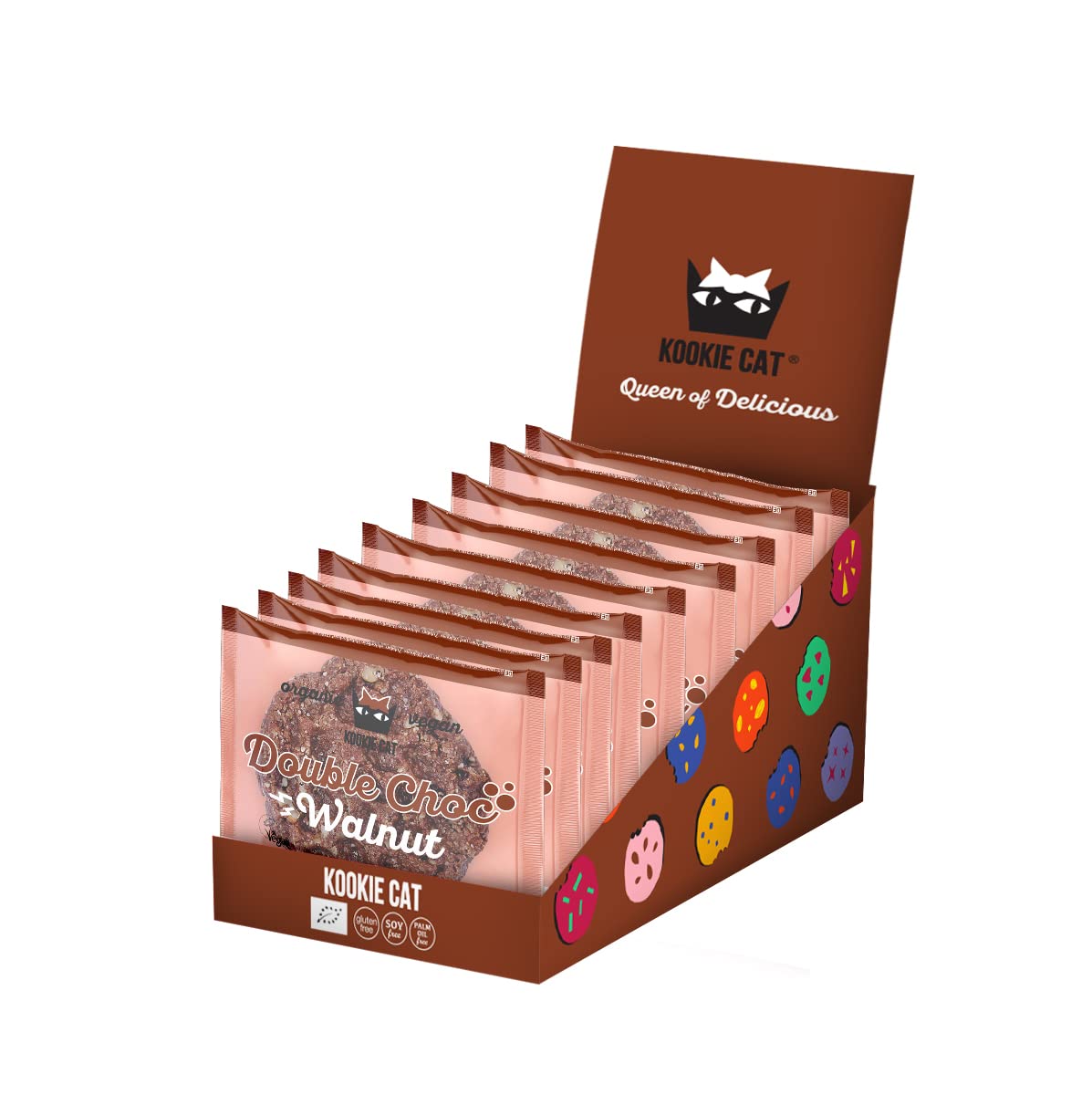 Kookie Cat Vanille Schokochip - Vegane Cookies Einzeln Verpackt, Glutenfrei, Sojafrei, Bio, Cashew & Hafer - 12 X 50g Multipack