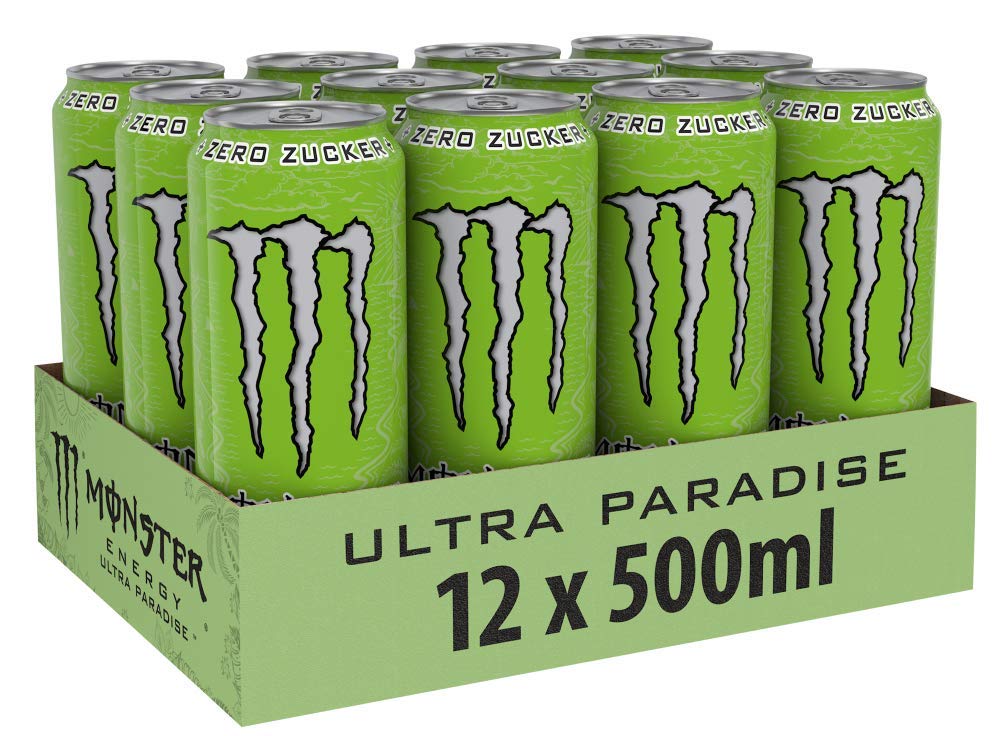 Monster Energy Ultra Fiesta - koffeinhaltiger Energy Drink mit leichtem Mango-Geschmack - ohne Zucker und ohne Kalorien - in praktischen Einweg Dosen (12 x 500 ml)