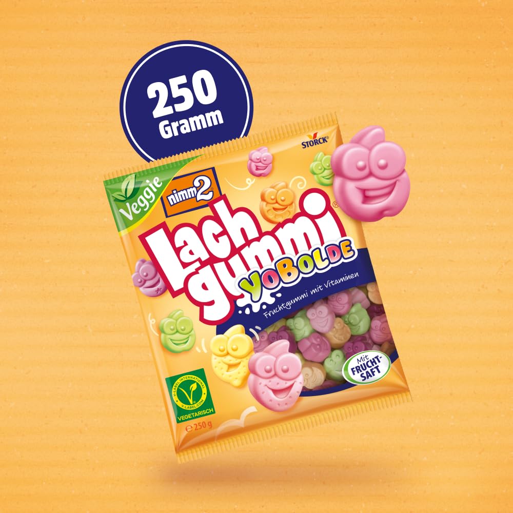 nimm2 Lachgummi Happies – 1 x 325 g – Fruchtgummis mit Fruchtsaft und Vitaminen – Süßigkeit in sechs Geschmacksrichtungen