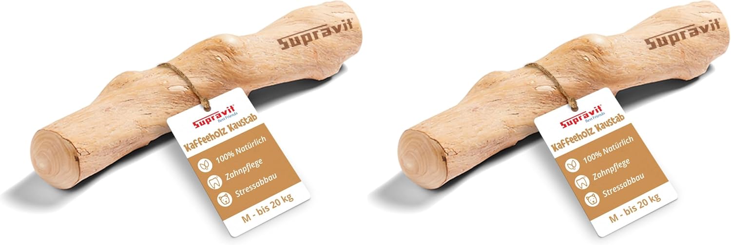 Supravit Natürlicher Kauknochen aus Kaffeeholz für Welpen XS | Mehr als EIN Holzstäbchen - spannendes Welpen Kauspielzeug & langanhaltende Beschäftigung | Kaustab Kauholz