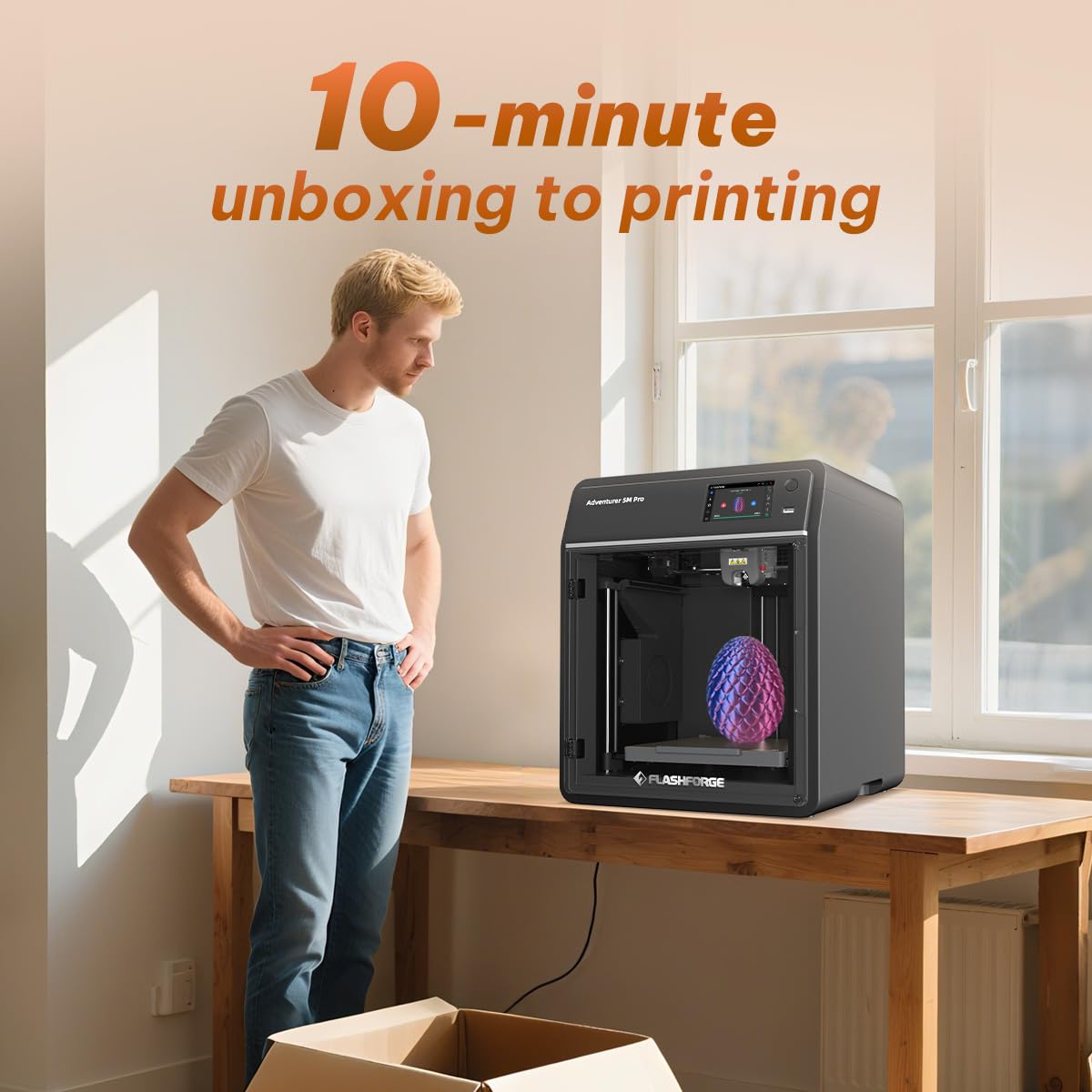 FLASHFORGE Adventurer 5M 3D Printer High Speed Max 600mm/s with Auto Leveling, 3-Second Nozzle Change, 220×220×220mm Printing, 280°C Direct Drive for Kids/Beginners/Home