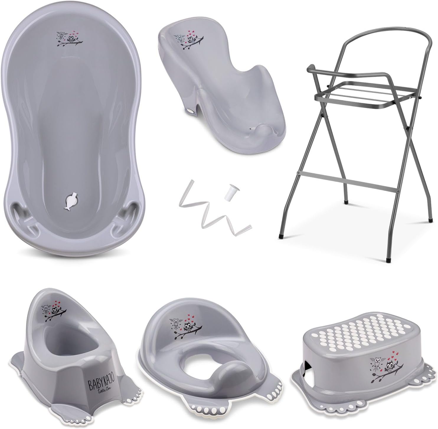Baby Badewanne mit Gestell 4 Set TÜV Rheinland zertifiziert! Babybadewannen + Baby Badewannensitz +Abfluss + Gestell - Babywanne mit Ständer! Baby Pflegeset für Neugeborene.