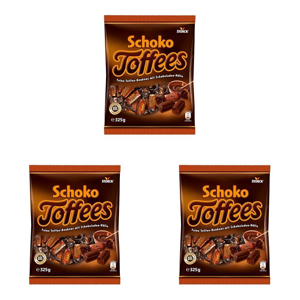 Schoko Toffees – 1 x 325 g – softe Toffee Kaubonbons mit feinherbem Schokoladenüberzug (30%) – Einzeln verpackte Süßigkeiten