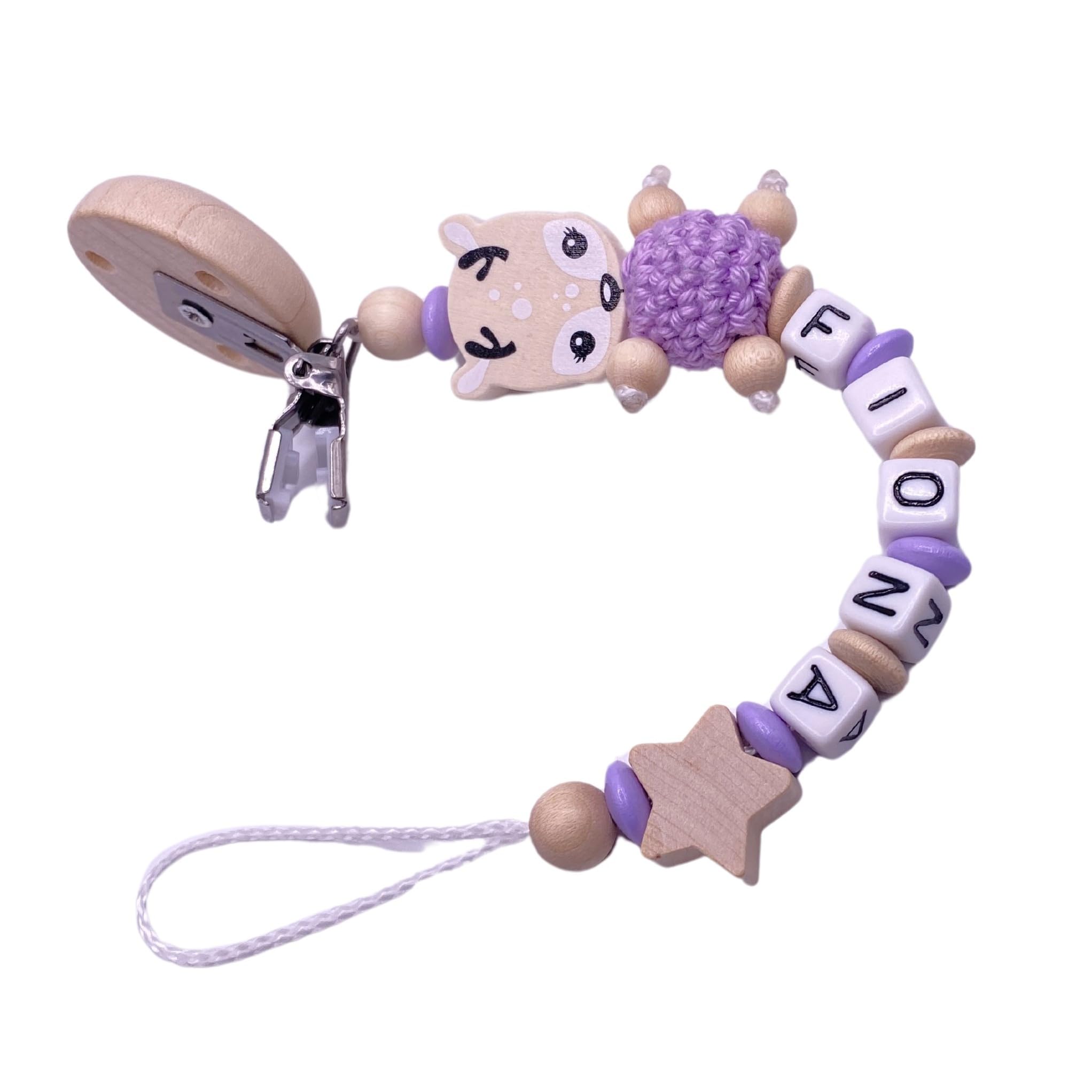 Schnullerband mit Namen für Mädchen & Jungen personalisierte Baby Geschenke (Blau)