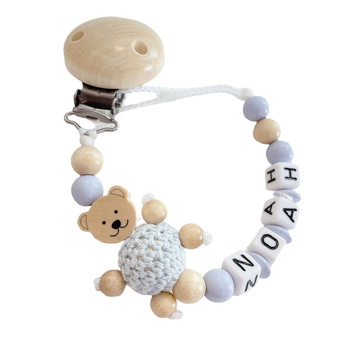Schnullerband mit Namen für Mädchen & Jungen personalisierte Baby Geschenke (Reh Rosa)