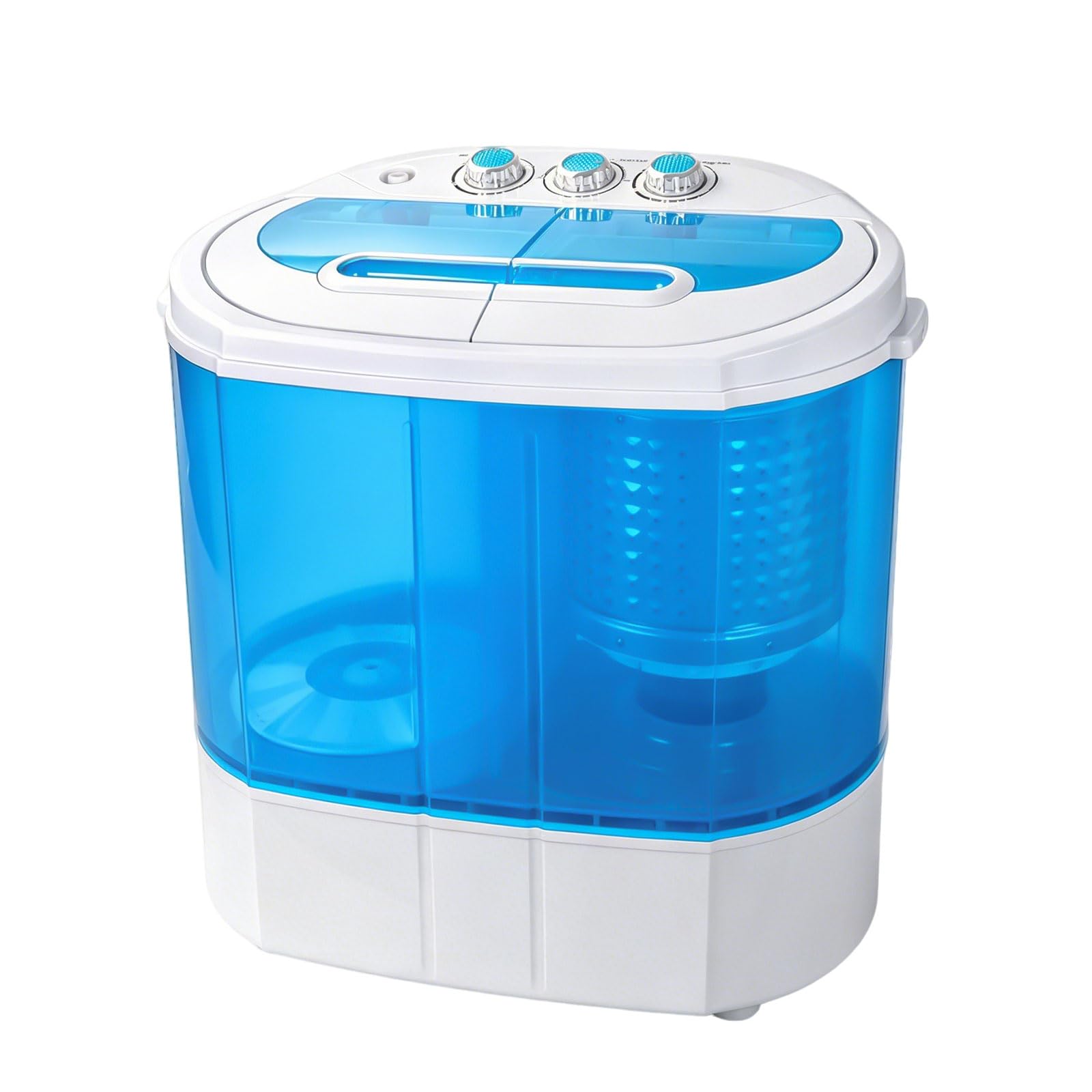 SUPER DEAL Small Portable Washing Machine 9.9lb Mini Compact Washer Twin Tub Laundry Machine Top Load Spinning and Washing Combo 6.57 FT Inlet Gravity Drain Hose