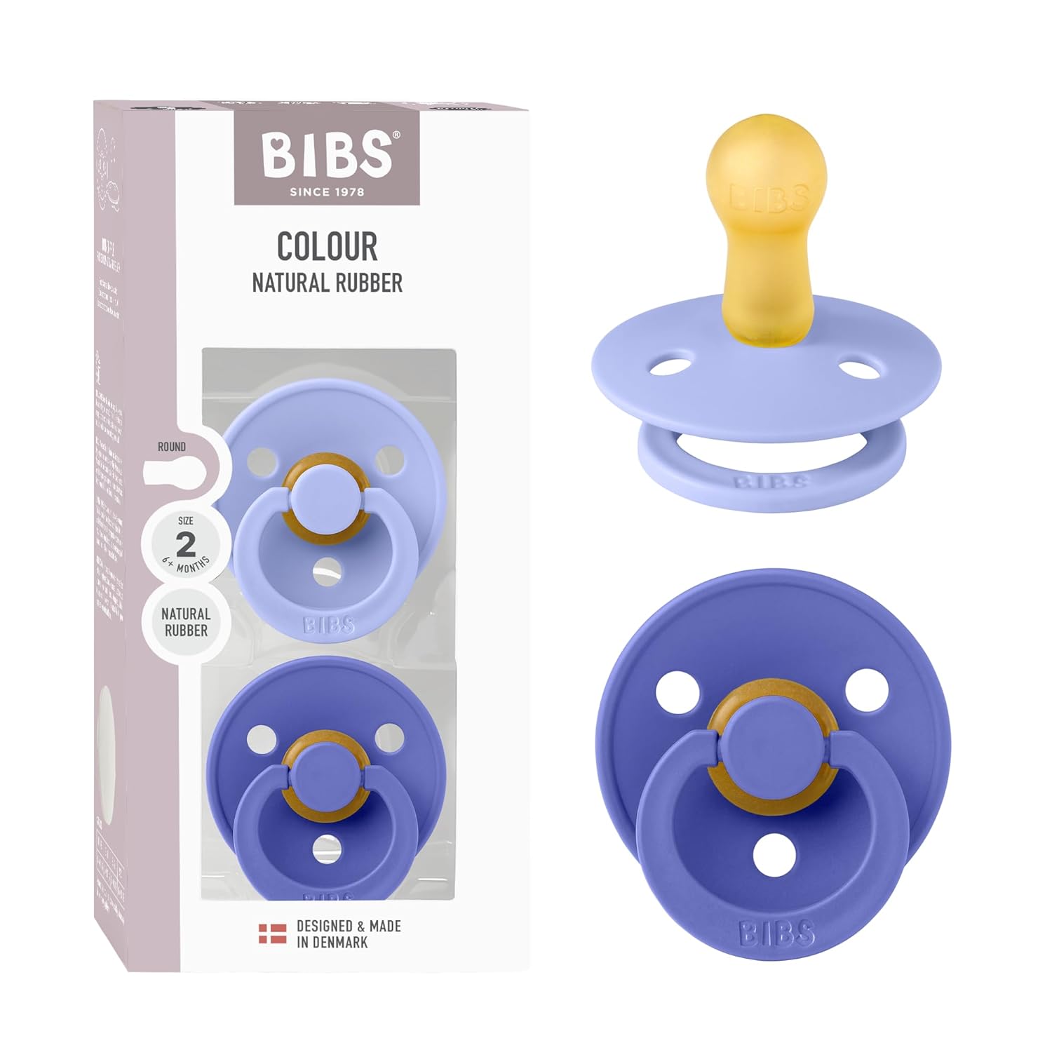 BIBS Colour Schnuller 2er-Pack, BPA-frei, Kirschform Nippel. Naturkautschuk/Latex, Hergestellt in Dänemark. Größe 1 | 0+ Monate | 2-Pack, Ivory/Sage