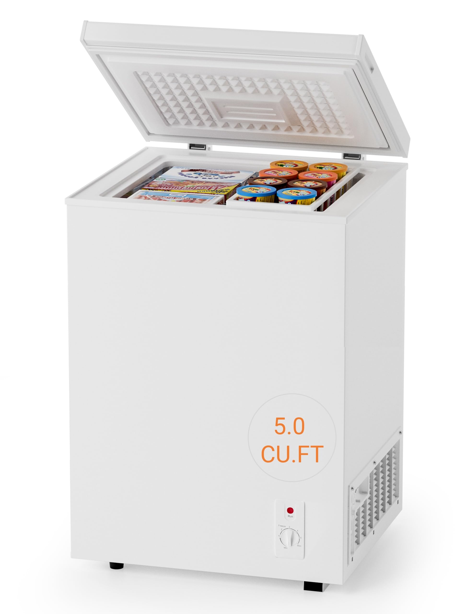 7.0 Cu Ft Chest Freezer - Energy Saving Quiet Top Open Door Mini Freezer Adjustable 6 Thermostat - Compact Small Deep Freezer w/Removable Basket and Defrost Water Drain for Home/Apartment/Garage