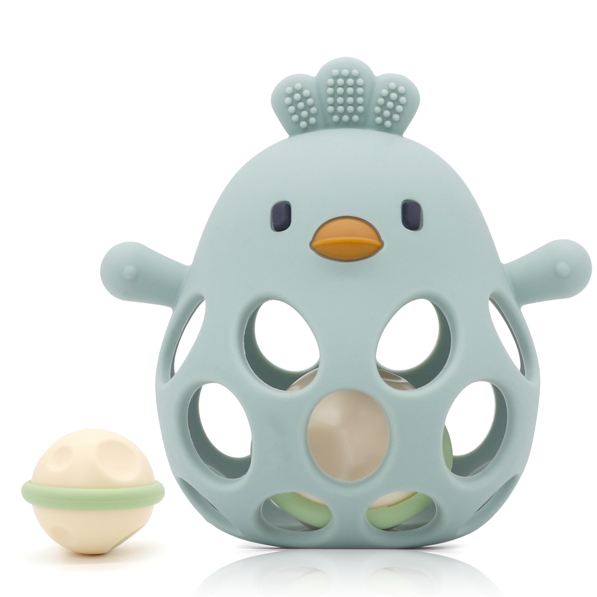 farout Montessori Beißring & Rassel für Babys - Sensorik Spielzeug ab 0 Monate, Zahnungshilfe & Greifball - Geschenk für Jungen & Mädchen