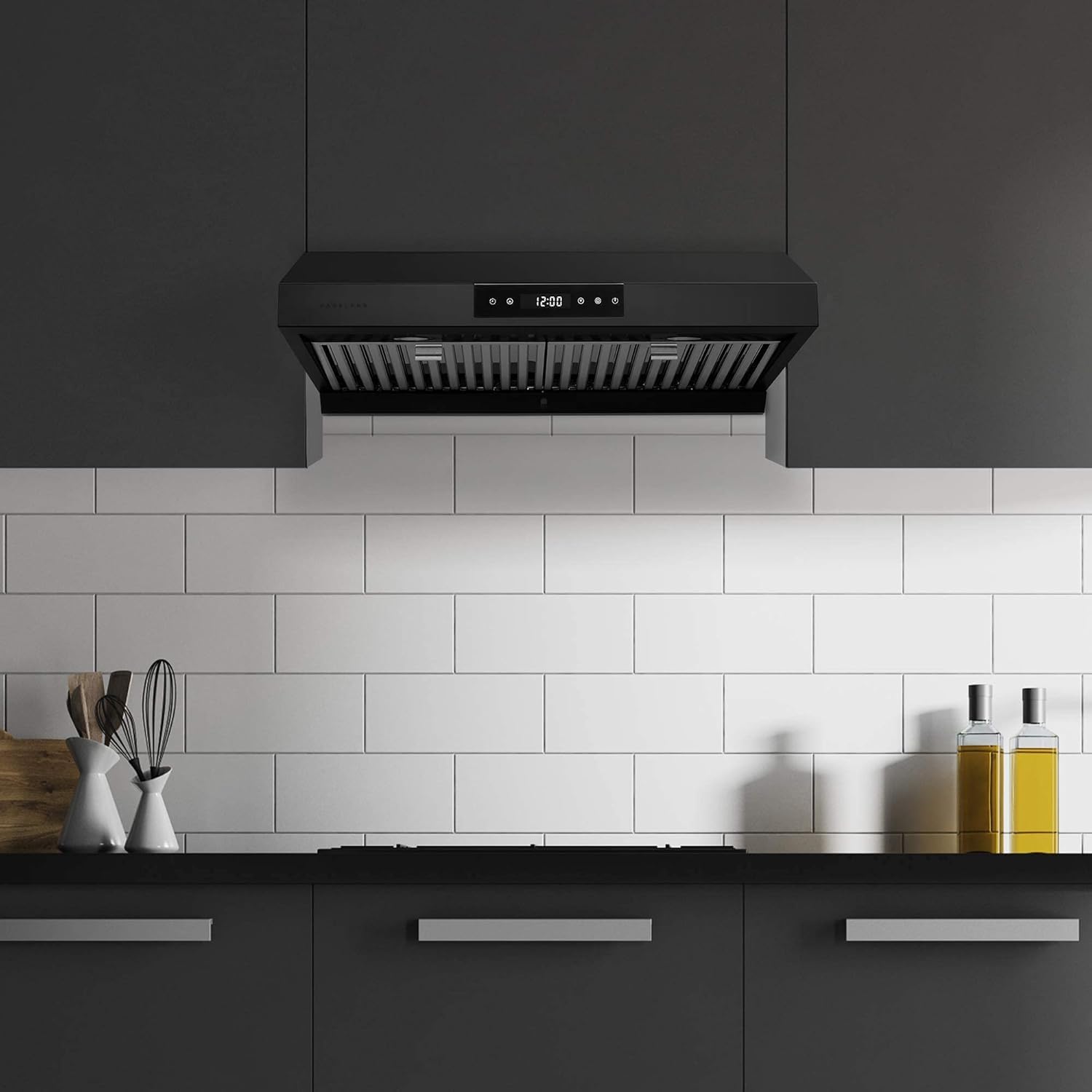 Hauslane Range Hood 30 Inch - Ducted Under Cabinet Range Hood 30" Stainless Steel Kitchen Hood, 6 Speed Vent Hood 30 Inches, Stove Vent Hood for Kitchen, Vent Hoods 30 Inch with LED - Chef Series PS18