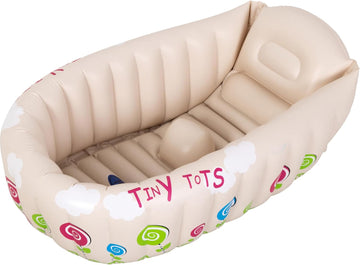 SunClub Baby Badewanne aufblasbar Planschbecken 91x61x29 cm Pool für Kinder mit Warnanzeige Thermometer faltbar für die Dusche oder unterwegs