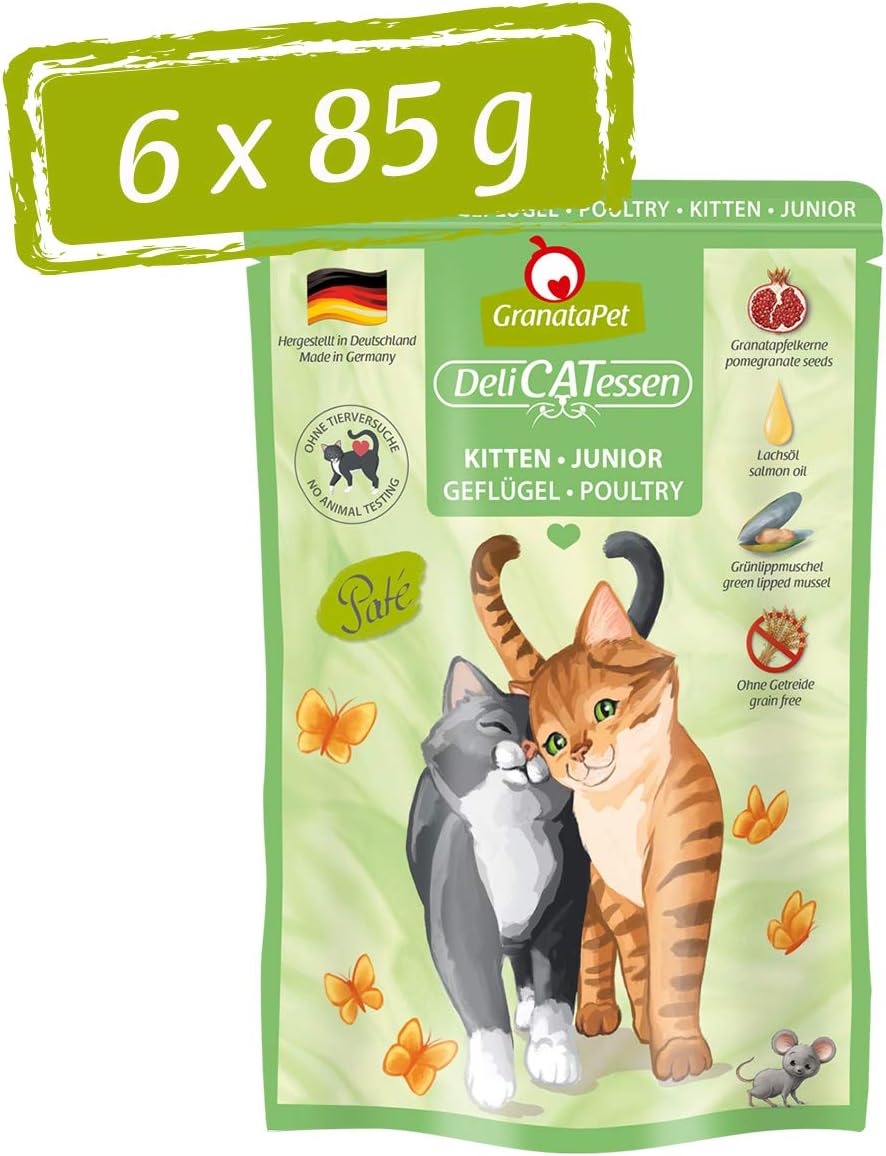 GranataPet DeliCatessen Huhn PUR, Nassfutter für Katzen, Futter ohne Getreide & ohne Zuckerzusätze, Katzenfutter mit hohem Fleischanteil & hochwertigen Ölen, 6 x 400 g