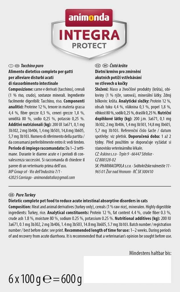 animonda INTEGRA PROTECT Sensitive Huhn Pur (16 x 100 g), Katzen Diätfutter bei Futtermittelallergie, sensitives Katzenfutter für allergische Katzen, Katzennassfutter ohne Getreide
