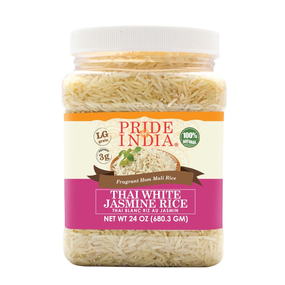 Pride Of India - Extra Long Indian Basmati Rice, Naturally Aged Aromatic Grain, 3 lbs Jar