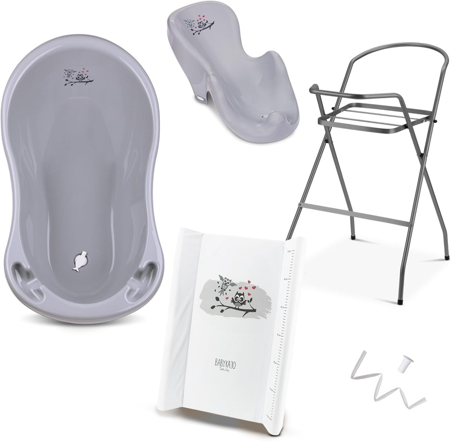 Baby Badewanne mit Gestell 4 Set TÜV Rheinland zertifiziert! Babybadewannen + Baby Badewannensitz +Abfluss + Gestell - Babywanne mit Ständer! Baby Pflegeset für Neugeborene.