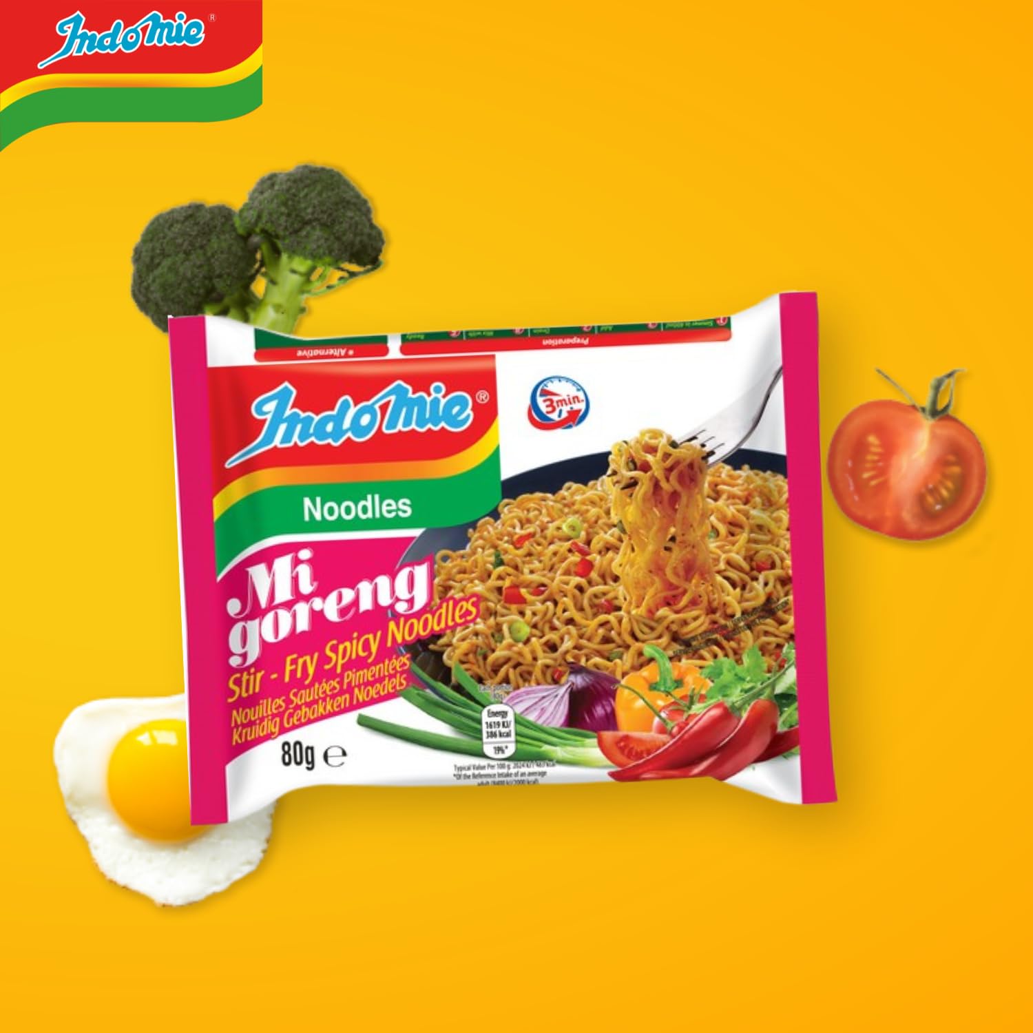 Indomie Mi Goreng Instant Stir Fry Noodles, Halal Certified, Original Flavor (Pack of 30)