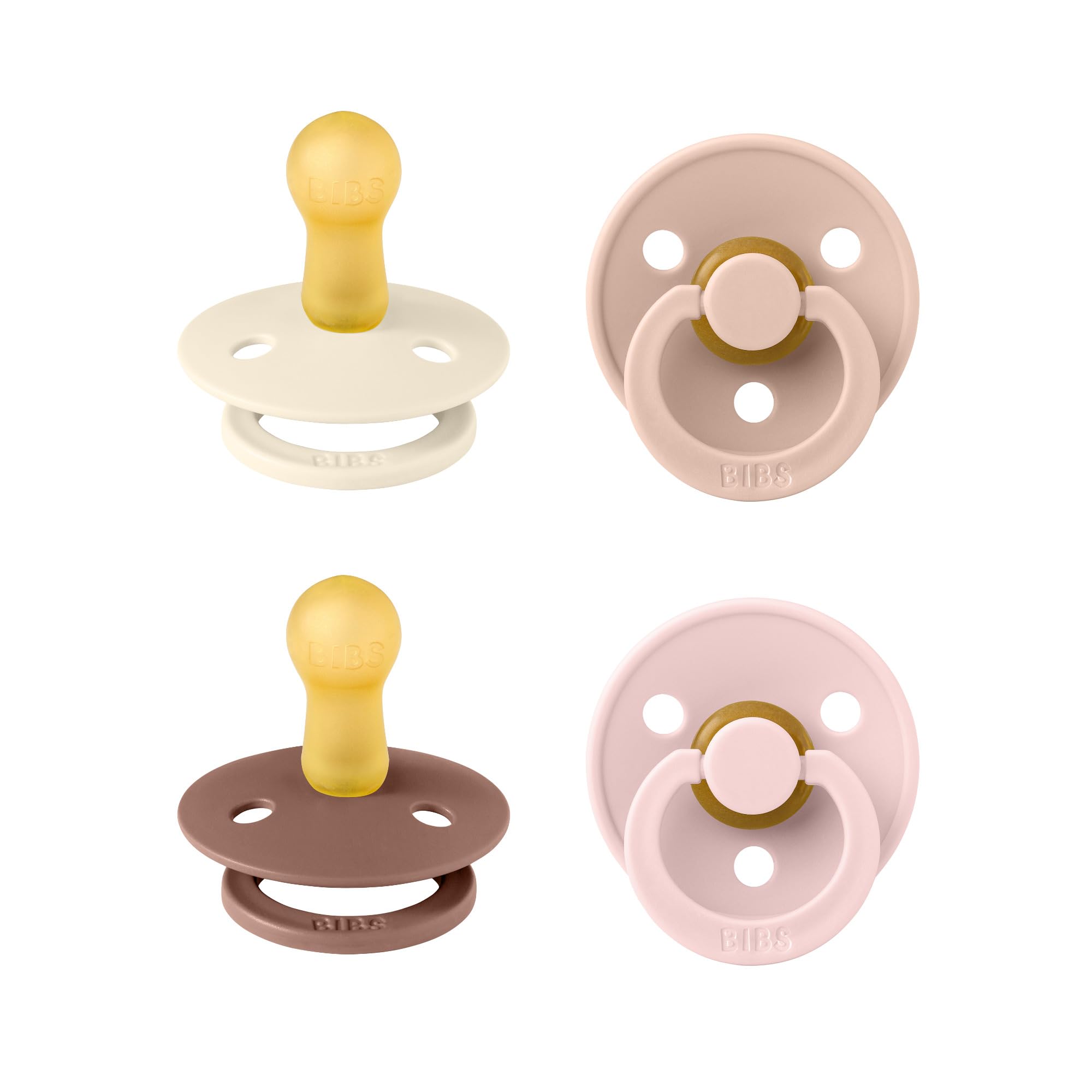 BIBS Colour Schnuller 4er-Pack, BPA-frei, Kirschform Nippel. Naturkautschuk/Latex, Hergestellt in Dänemark. 6-18 Monate (4er Pack), Iron Mix