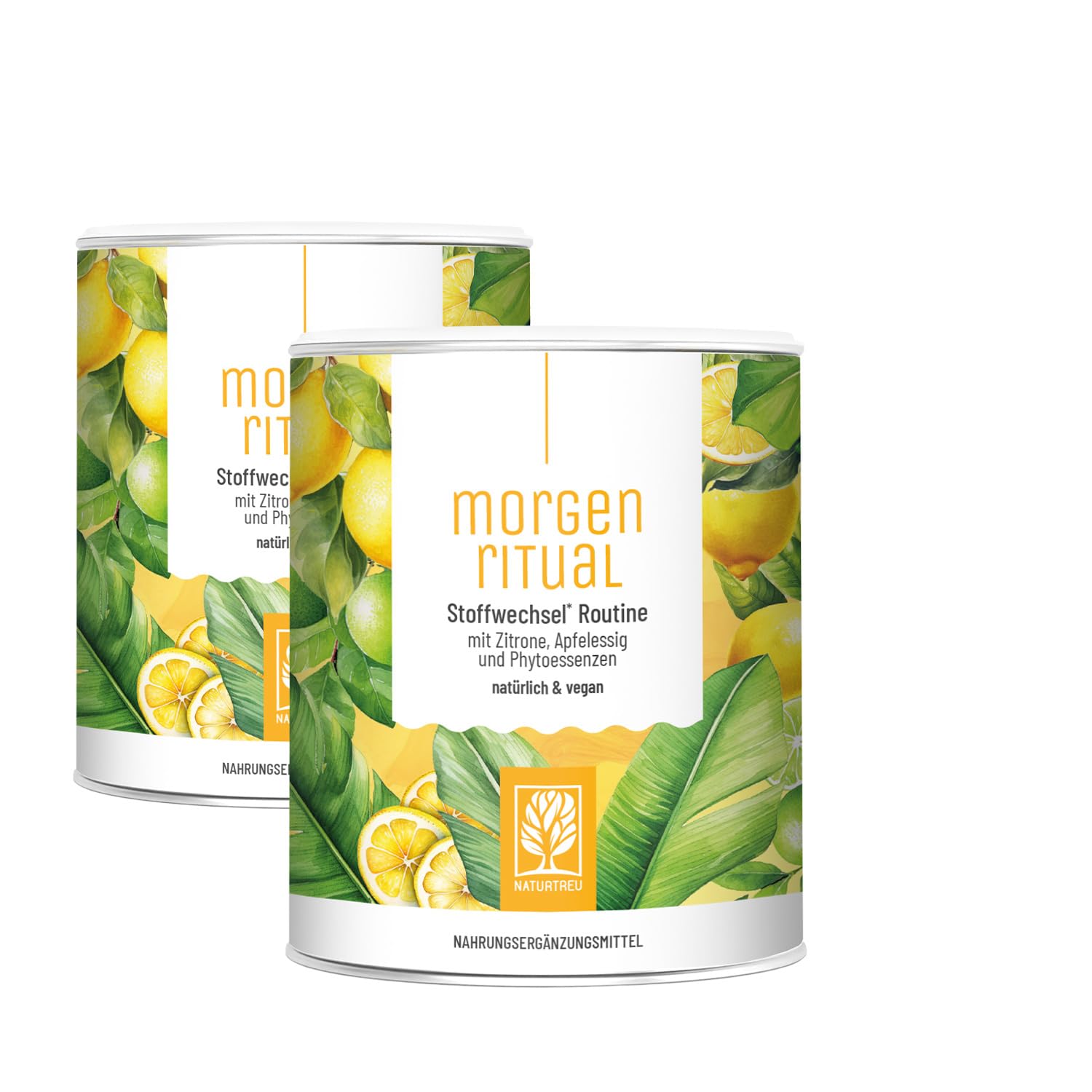 NATURTREU® Morgenritual – 150 g Getränkepulver mit Zitrone, Apfelessig & Ingwer – Mit Vitamin C – Fruchtiger Drink für deine Morgenroutine – Vegan & ohne zugesetzten Zucker