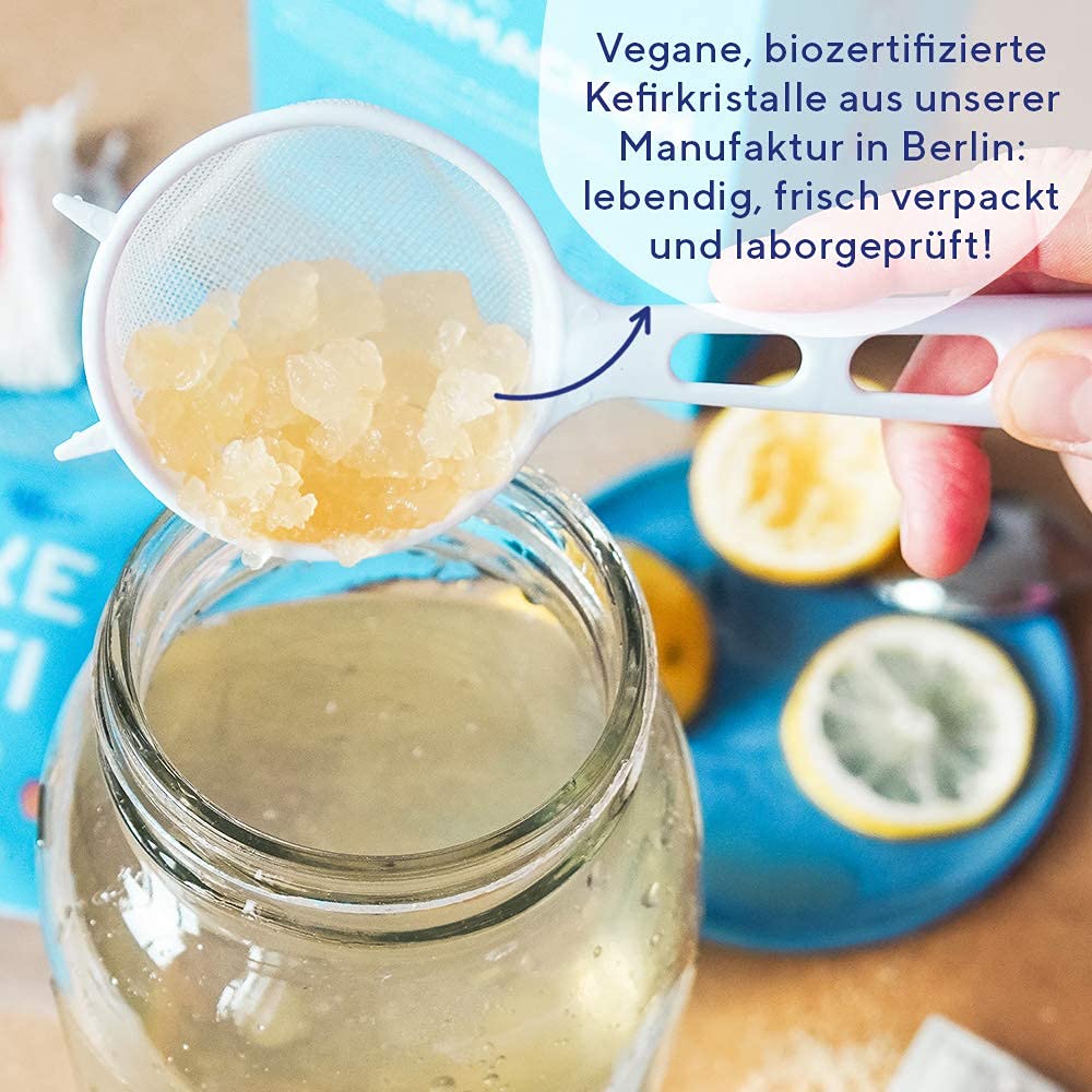 Fairment® - Original Bio Wasserkefir Kristalle Starterkulturen für unendlich viel Wasser-Kefir mit Anleitung und Erfolgsgarantie (1 Liter (30g Kristalle)