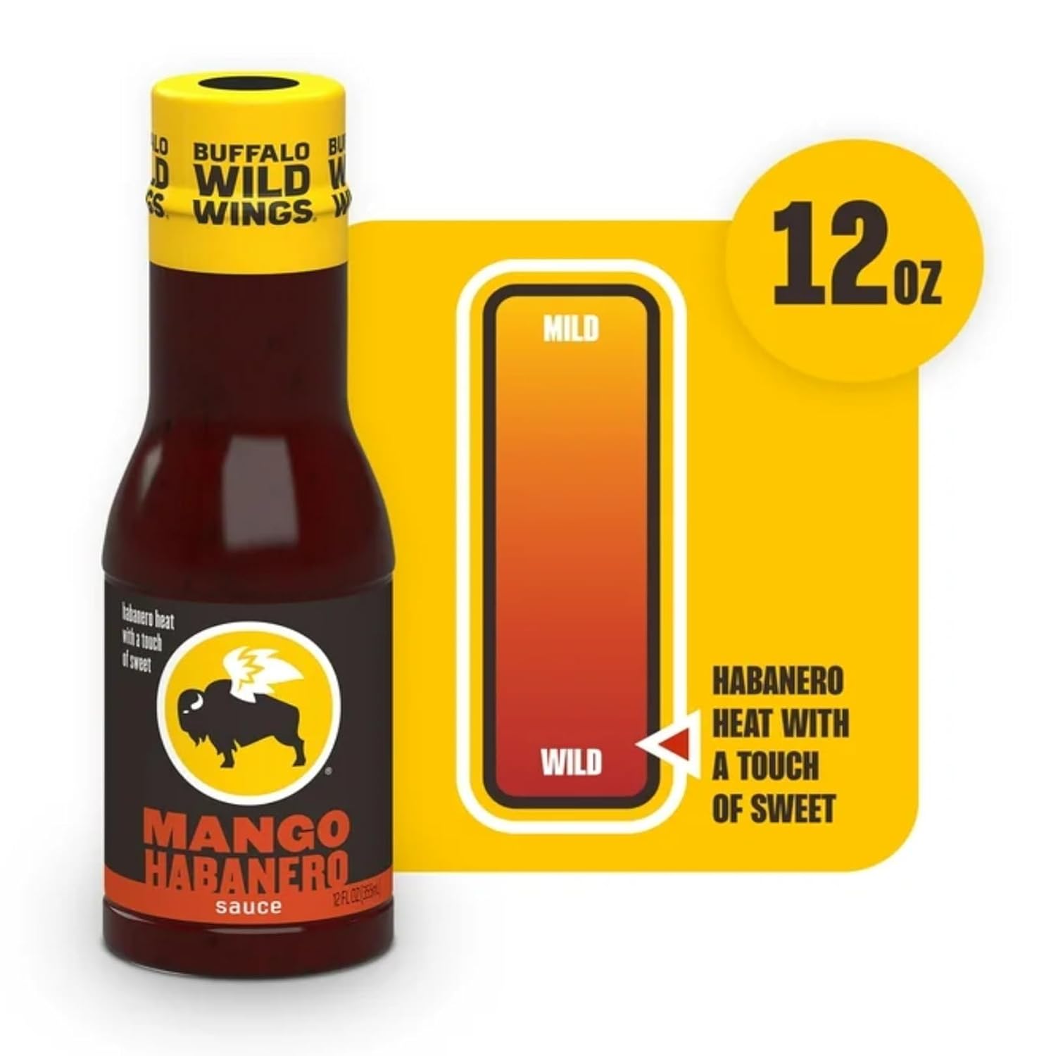 Buffalo Wild Wings Mango Habanero Sauce - Pack of 2 - Elevate your Sauce Game - Feel the Burn with Mango Habanero - Two Sensations One Bottle