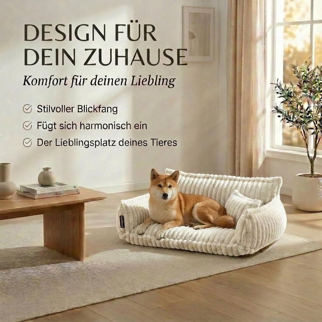 Katzensofa Chaffar | Katzenbett Hundebett Hundesofa | Orthopädische Matratze | Moderner Stil | Cord-Design Größen (Lichtgrau, M (80cm))