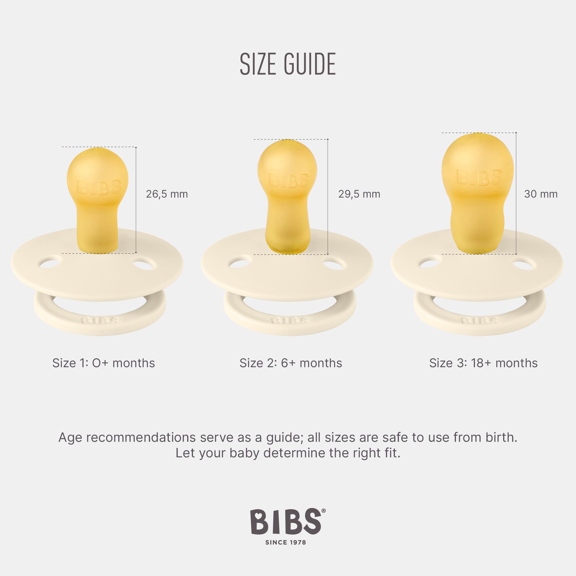 BIBS Colour Schnuller 4er-Pack, BPA-frei, Kirschform Nippel. Naturkautschuk/Latex, Hergestellt in Dänemark. 6-18 Monate (4er Pack), Iron Mix