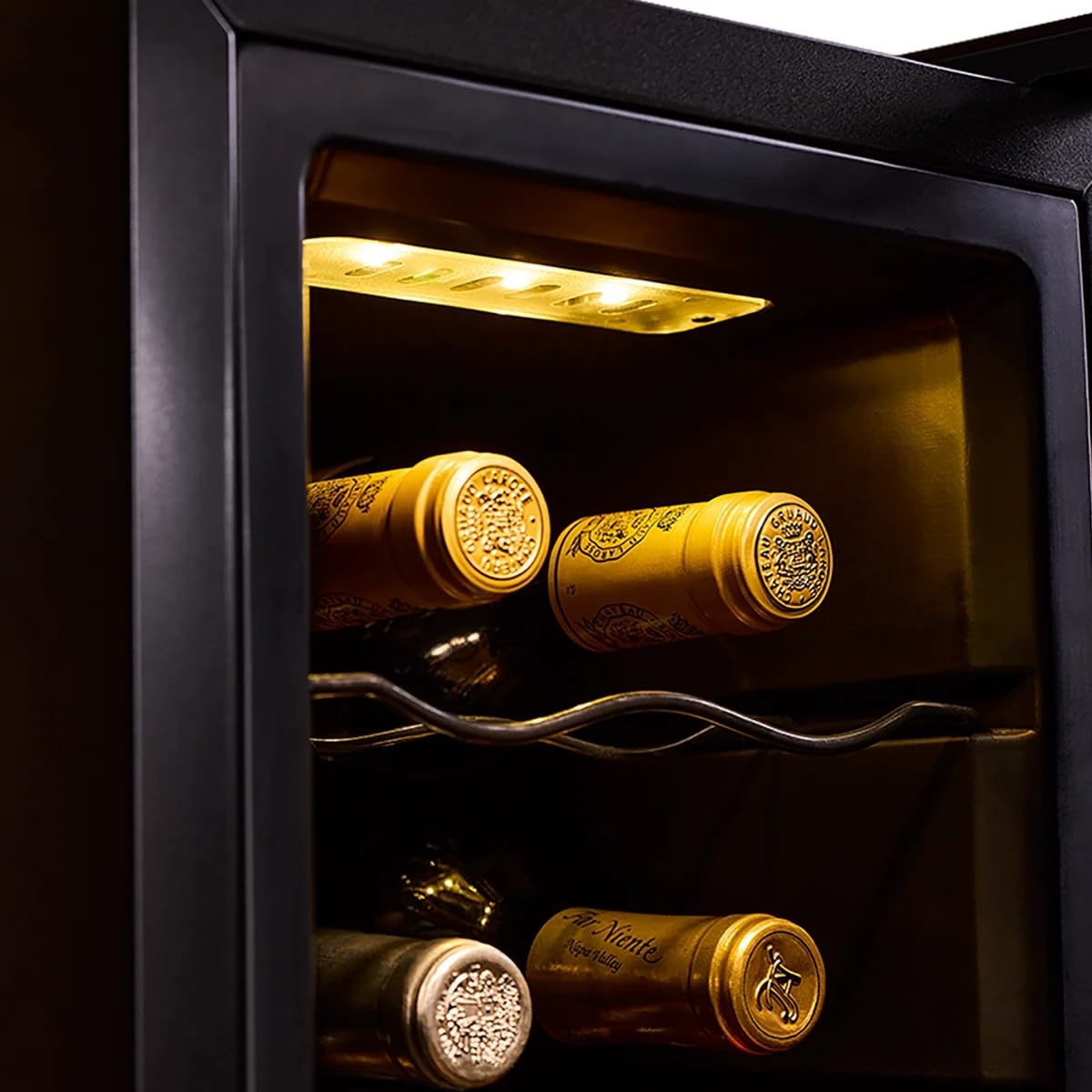 Wine Enthusiast 18-Bottle Slimline Dual Zone Wine Cooler - Energy Efficient Freestanding Wine Refrigerator - Upright Bottle Storage, Adjustable Thermostat, Digital Touchscreen (20.5” x 10.7" x 36.8”)