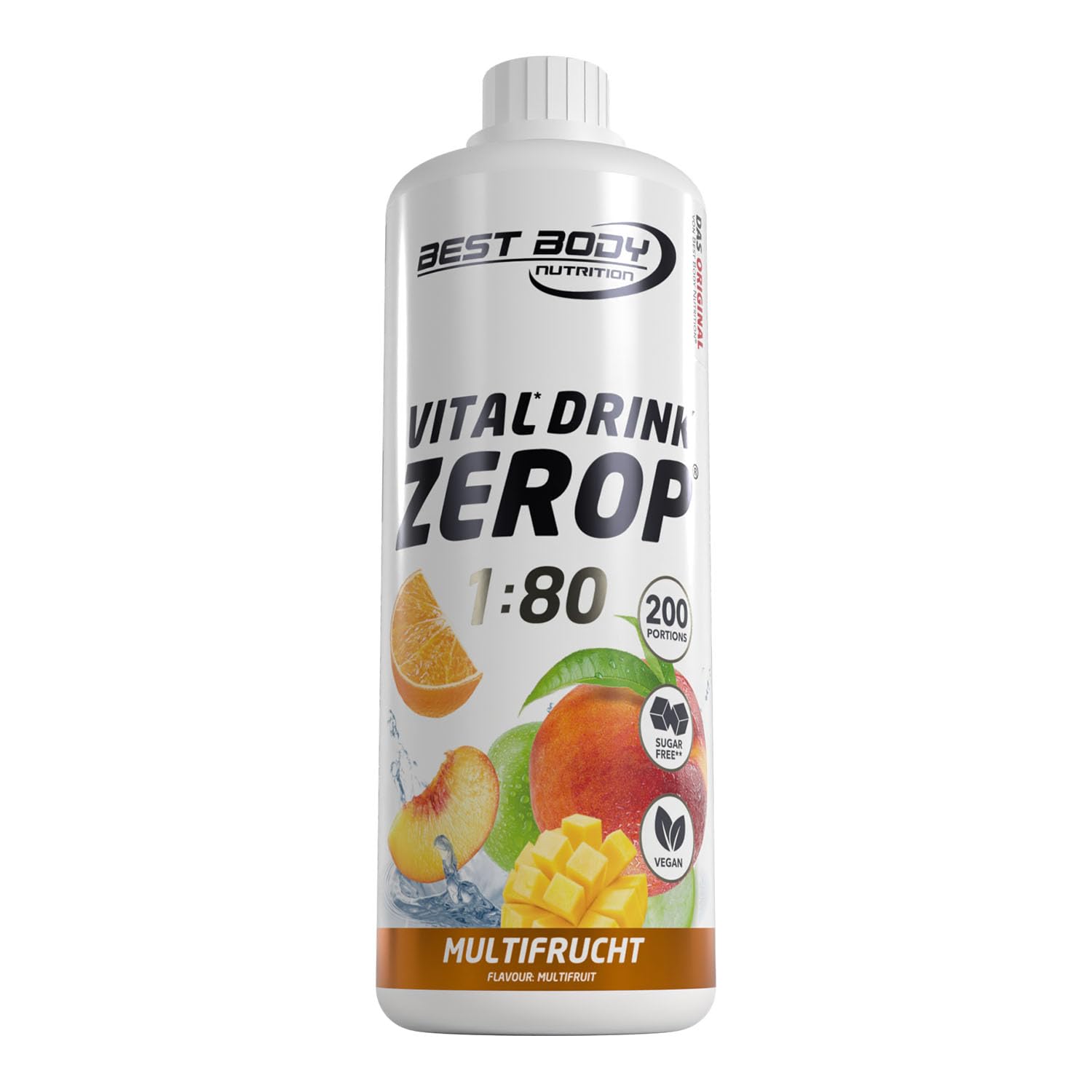 Best Body Nutrition ZEROP Vital Zuckerfreies Getränkekonzentrat Sirup Kirsche Ohne Aspartam 1 L ergibt 80 L Getränk Fitness Drink mit Vitaminen B1 B6 Niacin Kalorienarm Wassersprudler
