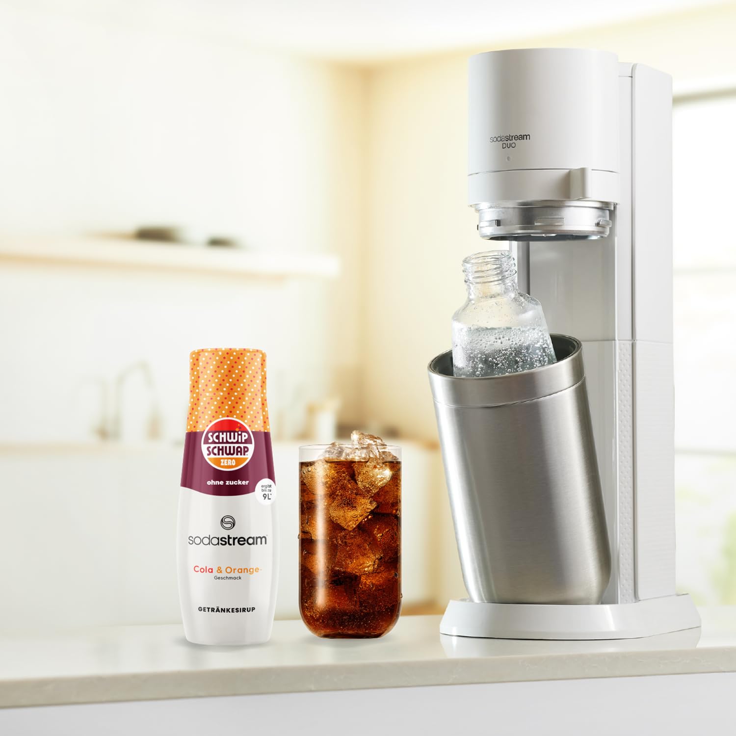 Sodastream drink mix Schwip Schwap Zero Zucker – zuckerfreier Sirup für gesprudeltes & stilles Wasser, 4er Pack (4 x 440 ml), ergibt bis zu 9L Fertiggetränk