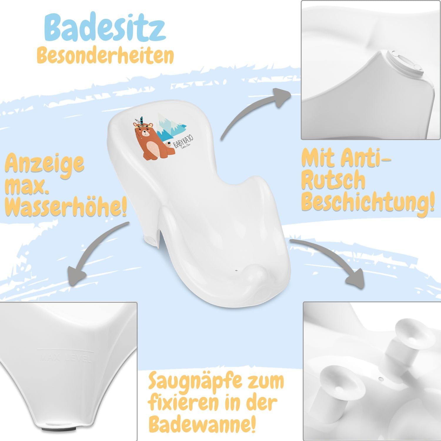 Baby Badewanne mit Gestell 4 Set TÜV Rheinland zertifiziert! Babybadewannen + Baby Badewannensitz +Abfluss + Gestell - Babywanne mit Ständer! Baby Pflegeset für Neugeborene.