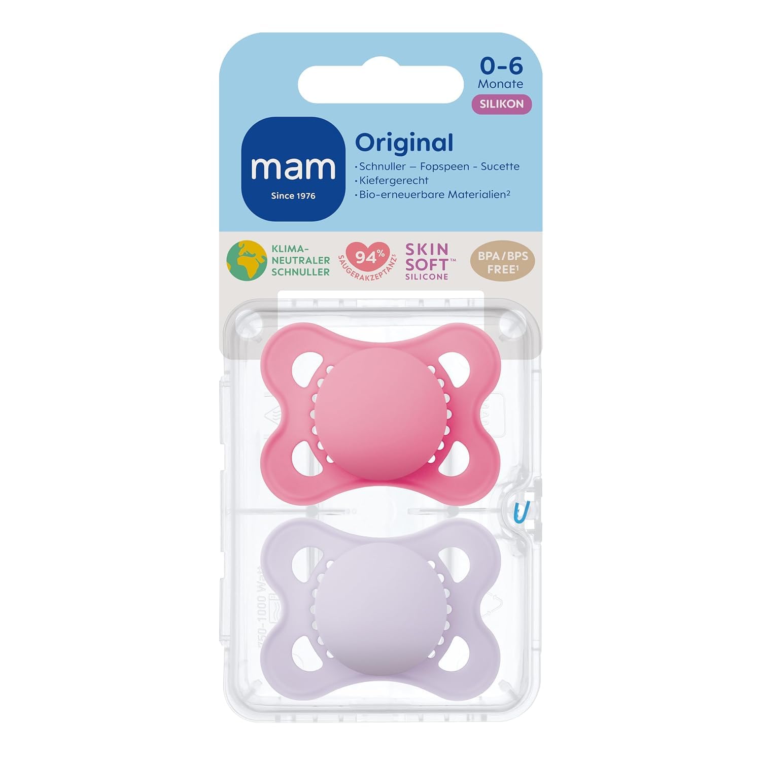 MAM Original Day & Night Matt Schnuller | 0-6 Monate | Schnuller für Neugeborene | 94% Akzeptanz | Babyschnuller beugt Zahnfehlstellungen vor | SkinSoft Silikon | Schaf/Hase | 4 Stück