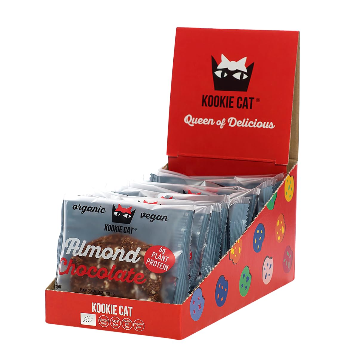 Kookie Cat Vanille Schokochip - Vegane Cookies Einzeln Verpackt, Glutenfrei, Sojafrei, Bio, Cashew & Hafer - 12 X 50g Multipack