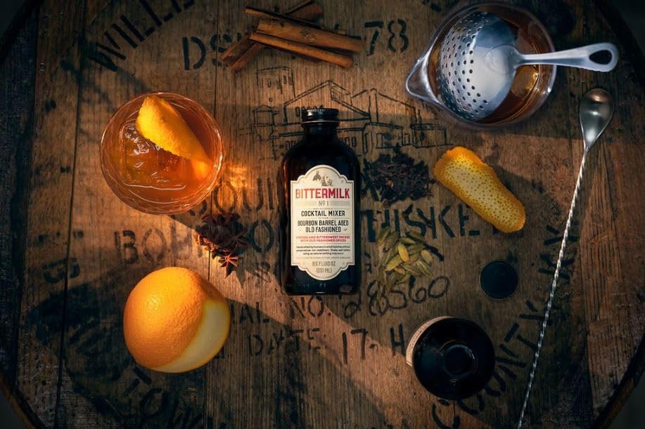 Bittermilk No.1 Bourbon Barrel Aged Old Fashioned Mix - All Natural Handcrafted Cocktail Mixer - Old Fashioned Syrup - More Complex than Bitters & Simple Syrup