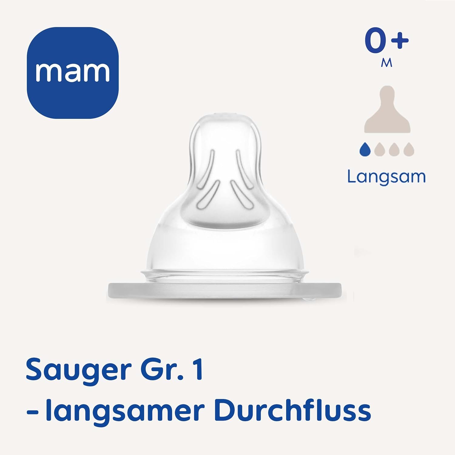 MAM Sauger Größe 1 im Doppelpack, Flaschensauger (Durchflussrate langsam), weicher Trinksauger passend für Flaschen/Trainer, ab der Geburt