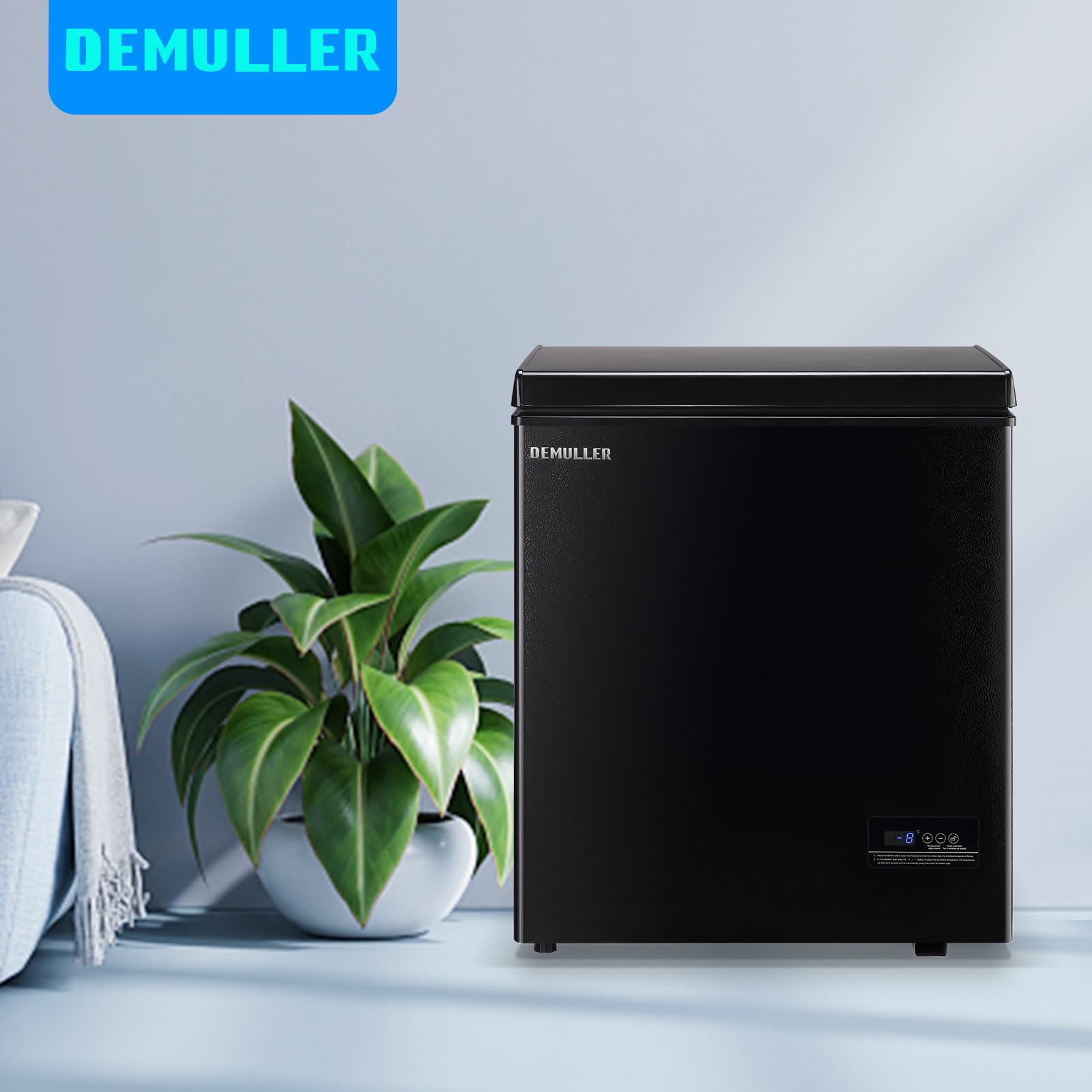 Mini Chest Freezer Compact Deep Freezing Machine with Electronic Temperature Control (Accurate to 1 ℉) Freestanding Small Freezer with 2 Removable Storage Baskets Black