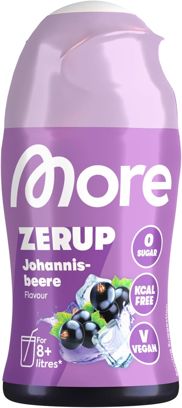MORE Zerup, Peach Iced Tea, 65 ml, für bis zu 8 l Fertiggetränk, zuckerfreier Sirup mit u.a. echten Fruchtextrakten, vegan, zero Kalorien - made in Germany