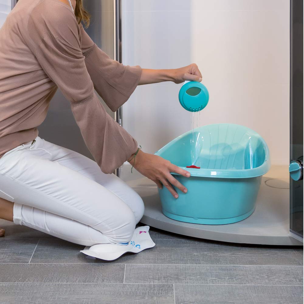 Onda Baby-Badewanne - Rutschsichere Basis, mit eingebautem digitalen Flüssigkristall-Thermometer - Rückenstütze für zusätzlichen Komfort - Passt in die Badewanne oder die ebenerdige - Weiss