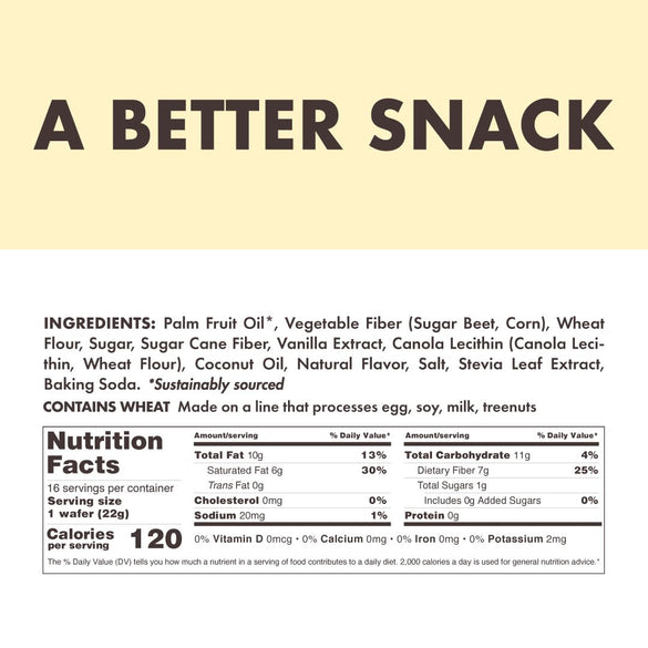 Rip Van Vanilla Keto Wafer Cookies, Healthy Vegan Snack, Non GMO, Low Carb, Low Sugar (1g), Low Calorie, 16 Count
