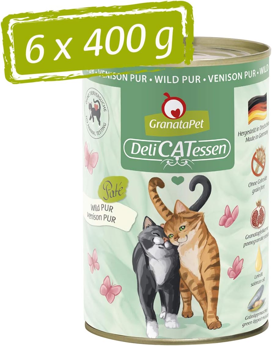 GranataPet DeliCatessen Huhn PUR, Nassfutter für Katzen, Futter ohne Getreide & ohne Zuckerzusätze, Katzenfutter mit hohem Fleischanteil & hochwertigen Ölen, 6 x 400 g